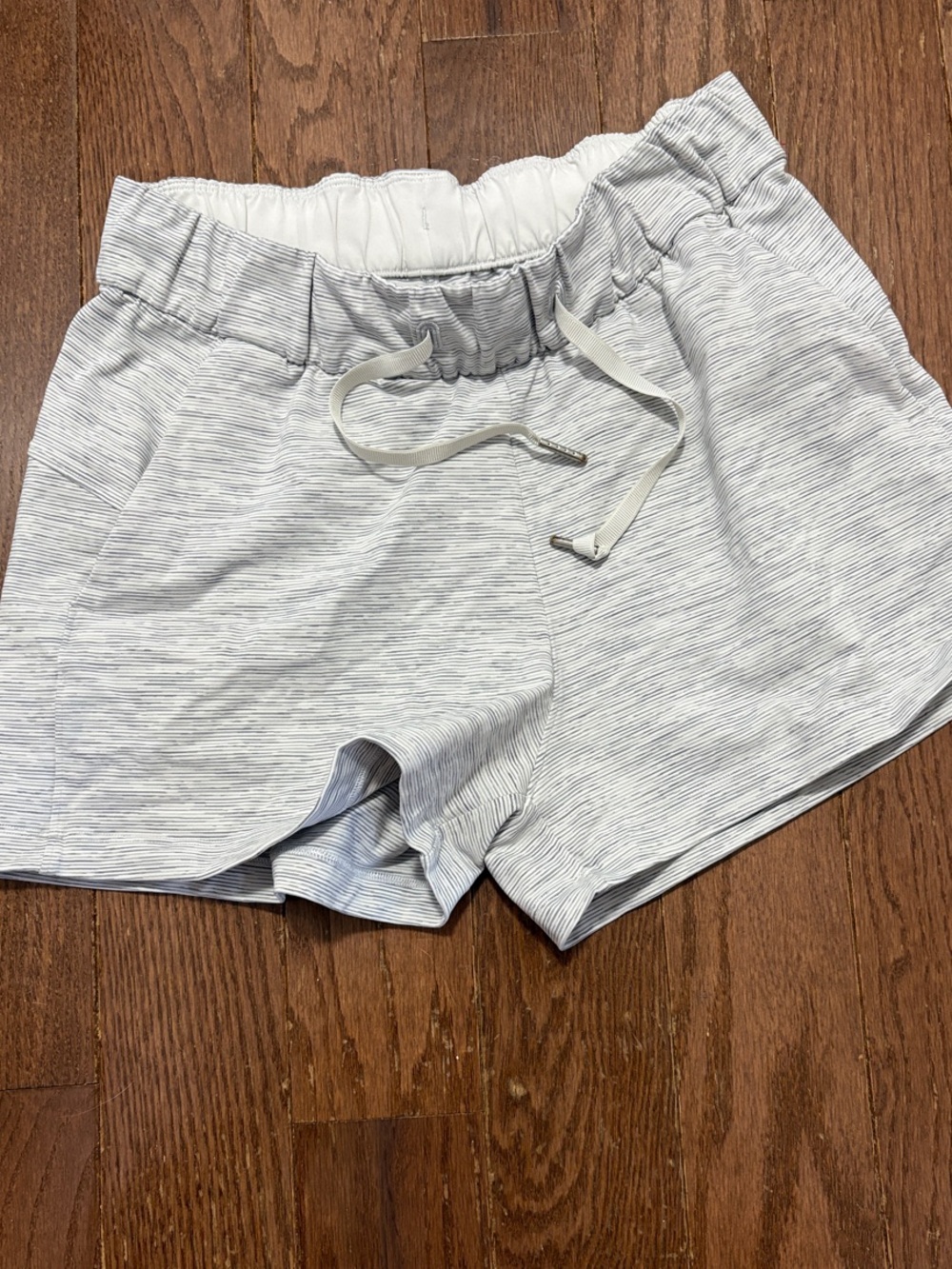 lululemon athletica Light Gray Striped Performance Shorts